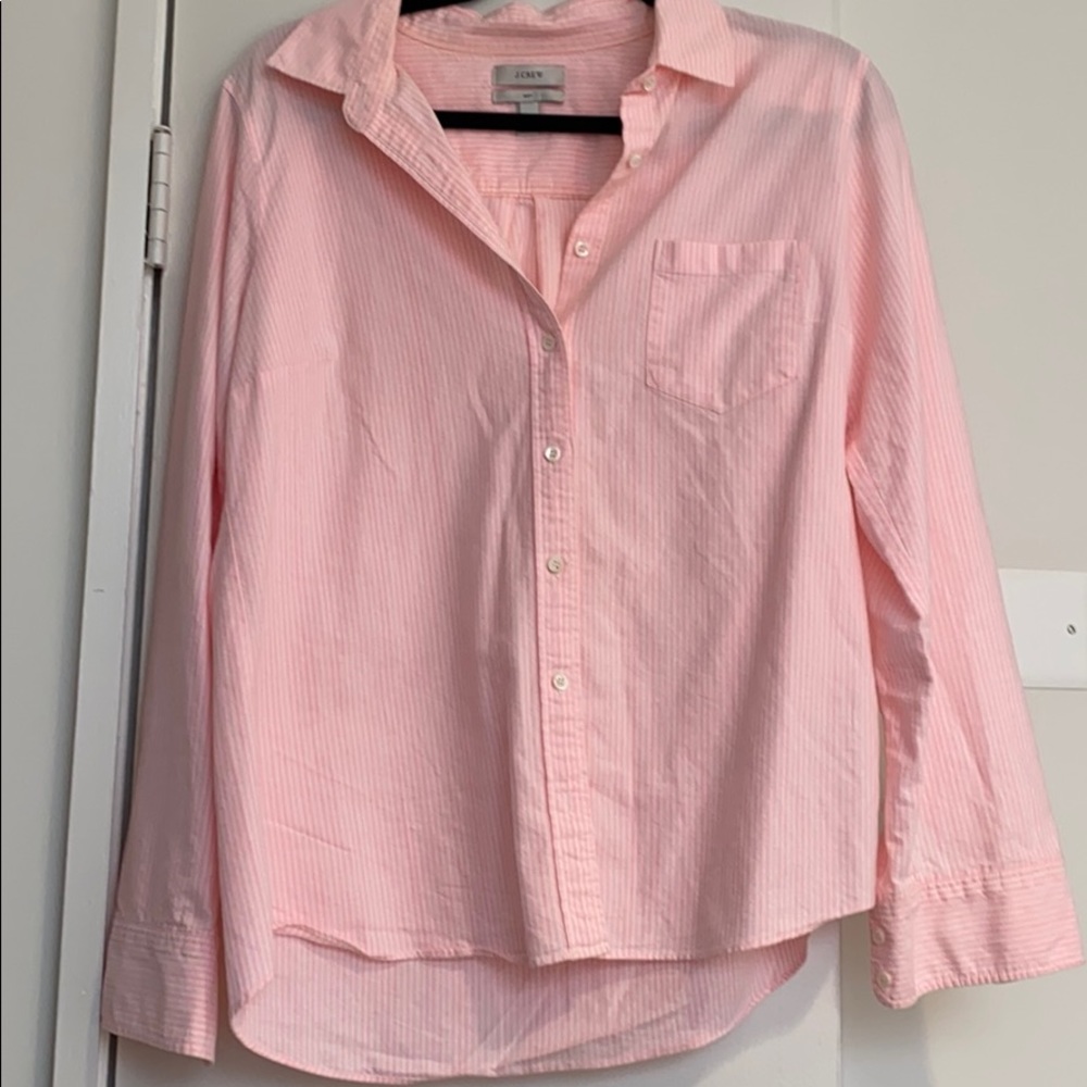 J crew kids size 12 pink and white shirt